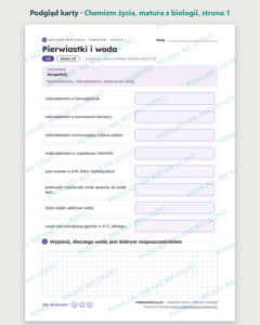 Chemizm życia — matura z biologii — 10 kart PDF z kluczem — podgląd karty, strona 1