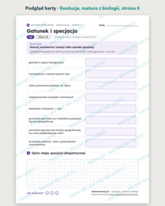 Ewolucja — matura z biologii — 10 kart PDF z kluczem — podgląd karty, strona 6