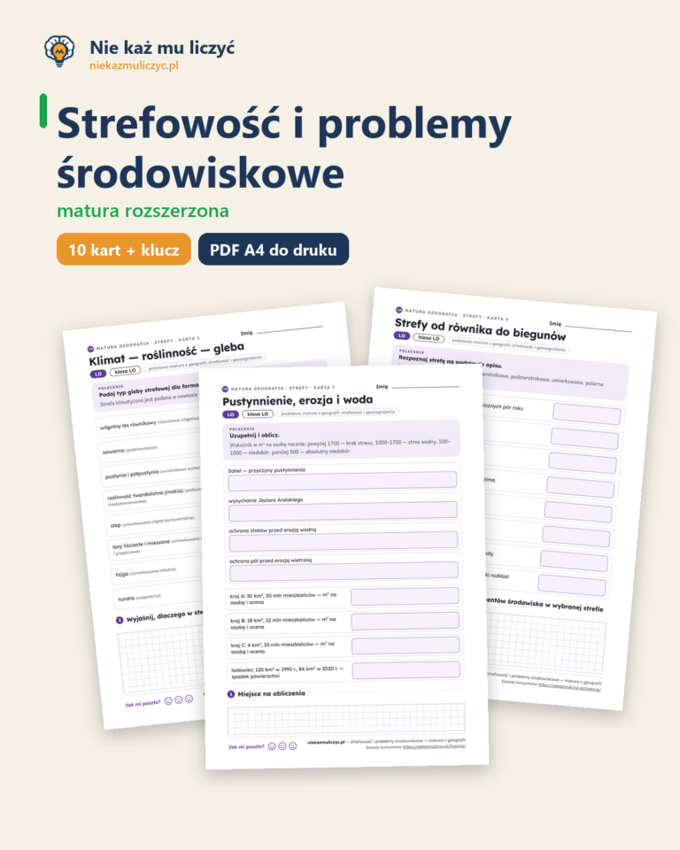 Strefowość i problemy środowiskowe, matura z geografii — 10 kart PDF — okładka