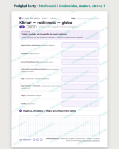 Strefowość i problemy środowiskowe, matura z geografii — 10 kart PDF — podgląd karty, strona 1