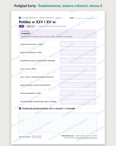 Średniowiecze — matura z historii — 11 kart PDF z kluczem — podgląd karty, strona 6