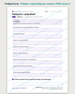 Polityka i myśl polityczna — matura z WOS — 11 kart PDF z kluczem — podgląd karty, strona 6