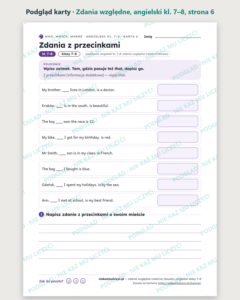 Relative clauses: who, which, that, angielski kl. 7–8 — 10 kart PDF — podgląd karty, strona 6