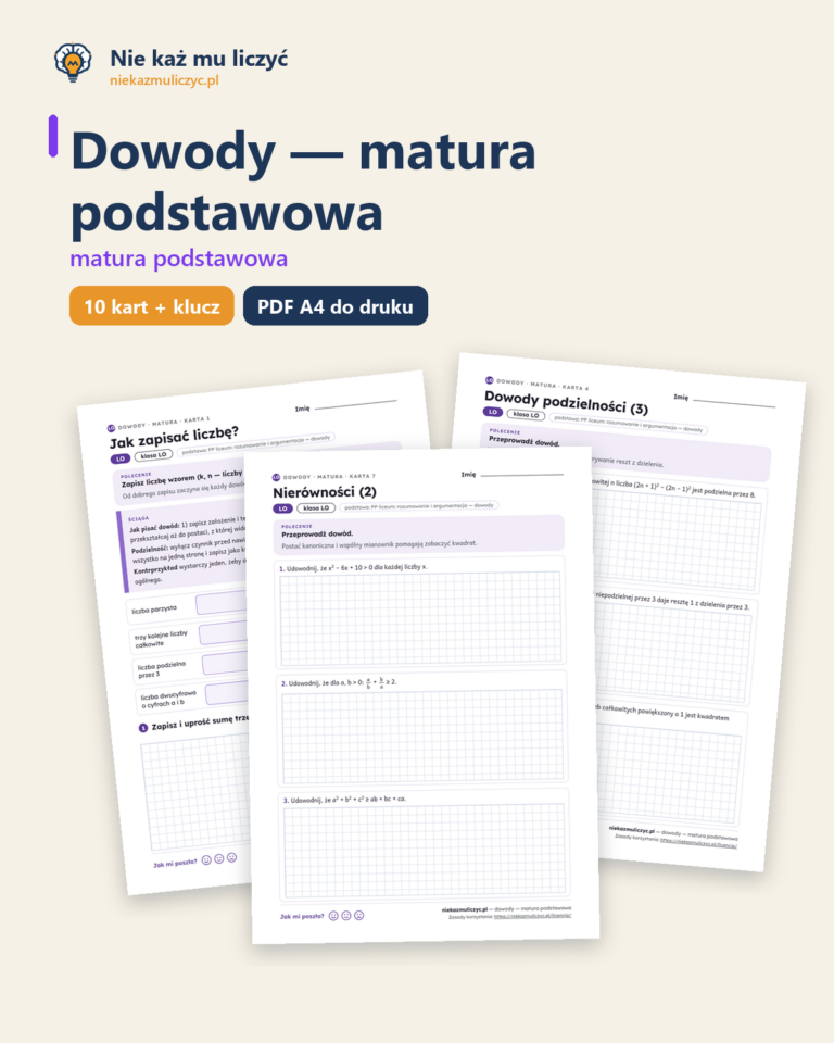 Dowody, matura podstawowa — 10 kart PDF ze szkicami dowodów — okładka