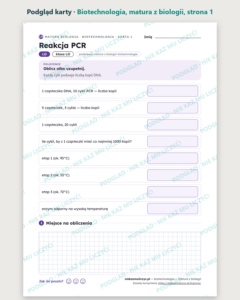 Biotechnologia — matura z biologii — 8 kart PDF z kluczem — podgląd karty, strona 1