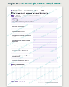 Biotechnologia — matura z biologii — 8 kart PDF z kluczem — podgląd karty, strona 5