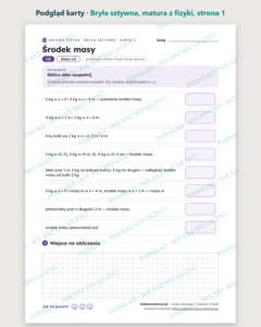 Bryła sztywna — matura z fizyki — 8 kart PDF z kluczem — podgląd karty, strona 1