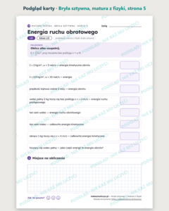 Bryła sztywna — matura z fizyki — 8 kart PDF z kluczem — podgląd karty, strona 5
