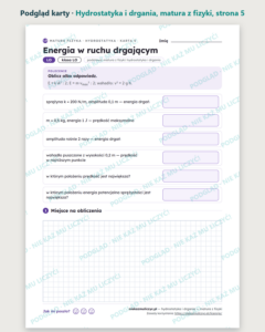 Hydrostatyka i drgania — matura z fizyki — 8 kart PDF z kluczem — podgląd karty, strona 5
