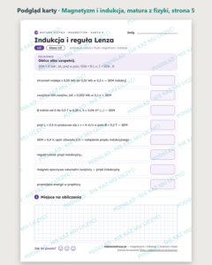 Magnetyzm i indukcja — matura z fizyki — 8 kart PDF z kluczem — podgląd karty, strona 5