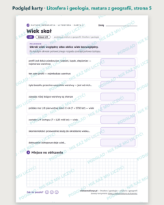 Litosfera i geologia — matura z geografii — 8 kart PDF z kluczem — podgląd karty, strona 5