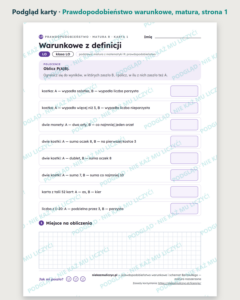 Prawdopodobieństwo warunkowe, matura z matematyki — 9 kart PDF — podgląd karty, strona 1