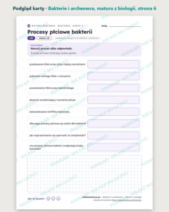 Bakterie i archeowce — matura z biologii — 10 kart PDF z kluczem — podgląd karty, strona 6