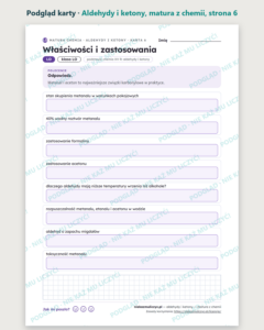 Aldehydy i ketony — matura z chemii — 10 kart PDF z kluczem — podgląd karty, strona 6