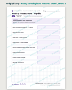 Kwasy karboksylowe — matura z chemii — 10 kart PDF z kluczem — podgląd karty, strona 6