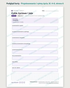 Przystosowania i rytmy życia — przyroda, klasy 4–6, 10 kart PDF — podgląd karty, strona 6