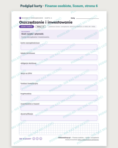 Finanse osobiste — biznes i zarządzanie, liceum, 10 kart PDF — podgląd karty, strona 6
