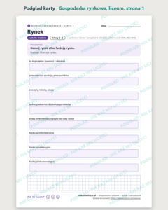 Gospodarka rynkowa — biznes i zarządzanie, liceum, 10 kart PDF — podgląd karty, strona 1