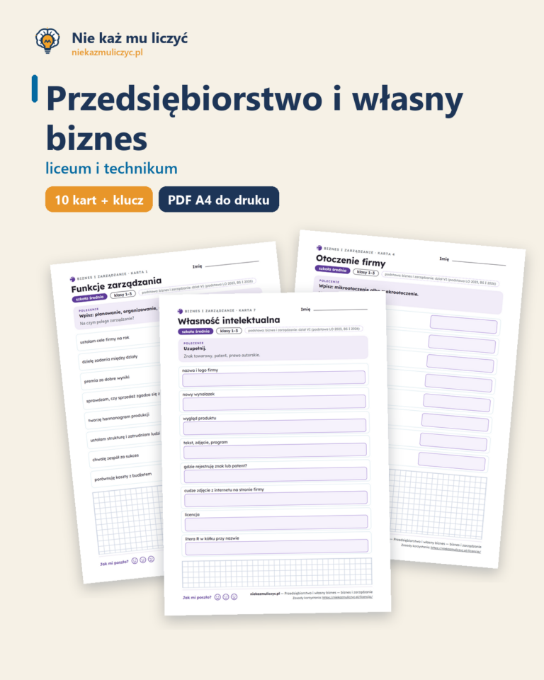 Przedsiębiorstwo i własny biznes — biznes i zarządzanie, liceum — okładka