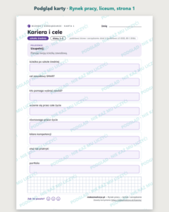 Rynek pracy — biznes i zarządzanie, liceum, 10 kart PDF — podgląd karty, strona 1