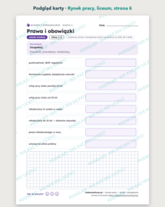 Rynek pracy — biznes i zarządzanie, liceum, 10 kart PDF — podgląd karty, strona 6