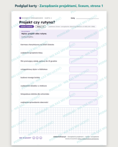 Zarządzanie projektami — biznes i zarządzanie, liceum, 10 kart PDF — podgląd karty, strona 1