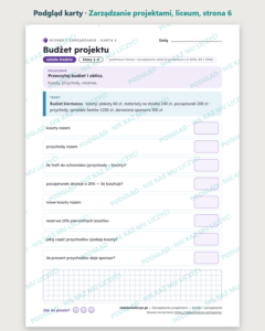 Zarządzanie projektami — biznes i zarządzanie, liceum, 10 kart PDF — podgląd karty, strona 6