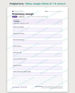 Paliwa, energia i klimat — chemia, klasy 7–8, 10 kart PDF — podgląd karty, strona 6