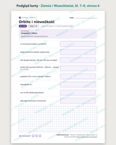 Ziemia i Wszechświat — fizyka, klasy 7–8, 10 kart PDF — podgląd karty, strona 6