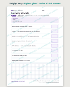 Higiena głosu i słuchu — muzyka, klasy 4–8, 10 kart PDF — podgląd karty, strona 6