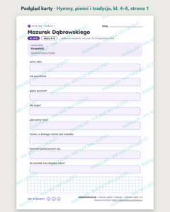 Hymny, pieśni i tradycja — muzyka, klasy 4–8, 10 kart PDF — podgląd karty, strona 1