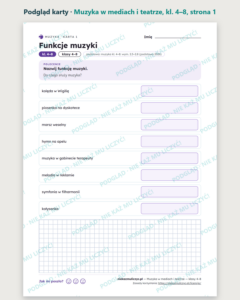Muzyka w mediach i teatrze — muzyka, klasy 4–8, 10 kart PDF — podgląd karty, strona 1