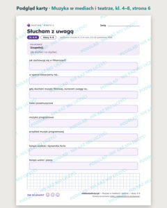 Muzyka w mediach i teatrze — muzyka, klasy 4–8, 10 kart PDF — podgląd karty, strona 6