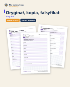 Oryginał, kopia, falsyfikat — plastyka, klasy 4–7, 10 kart PDF — okładka