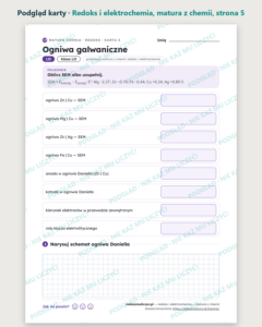 Redoks i elektrochemia — matura z chemii — 8 kart PDF z kluczem — podgląd karty, strona 5
