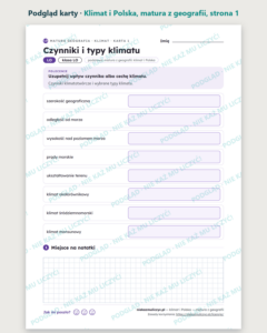 Klimat i Polska — matura z geografii — 9 kart PDF z kluczem — podgląd karty, strona 1