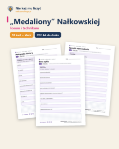 „Medaliony” Nałkowskiej — karty do lektury, liceum, 10 kart PDF — okładka