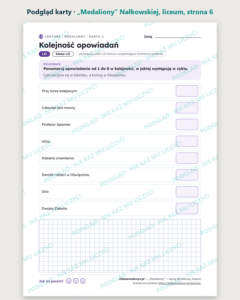 „Medaliony” Nałkowskiej — karty do lektury, liceum, 10 kart PDF — podgląd karty, strona 6