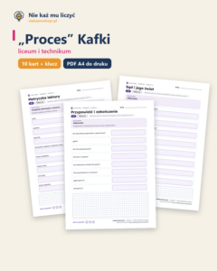 „Proces” Kafki — karty do lektury, liceum, 10 kart PDF — okładka