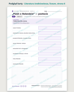 Literatura średniowiecza — karty do lektury, liceum, 10 kart PDF — podgląd karty, strona 6
