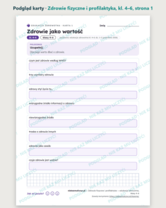 Zdrowie fizyczne i profilaktyka — edukacja zdrowotna, klasy 4–6 — podgląd karty, strona 1