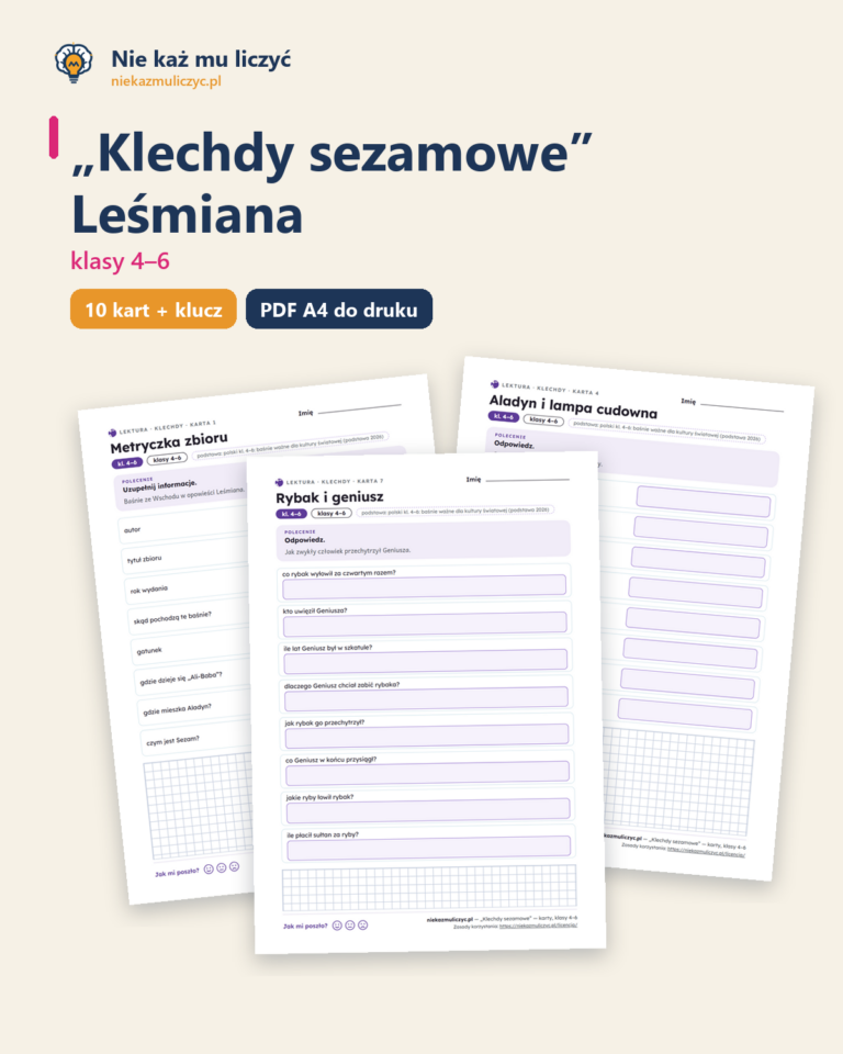 „Klechdy sezamowe” Leśmiana — karty do lektury, klasy 4–6, 10 kart PDF — okładka