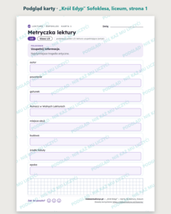 „Król Edyp” Sofoklesa — karty do lektury, liceum, 10 kart PDF — podgląd karty, strona 1