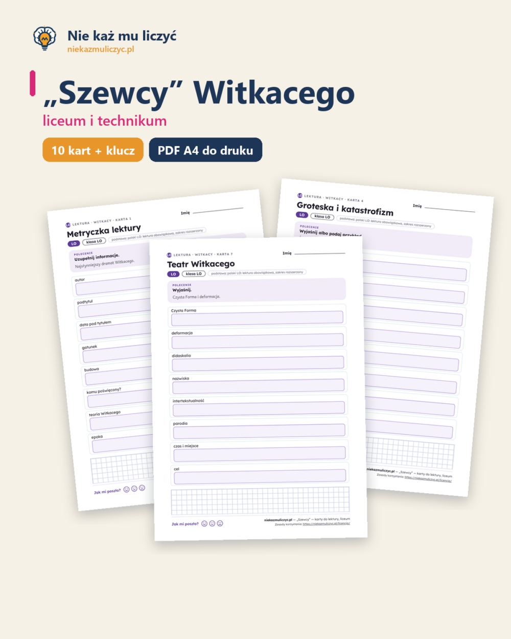 „Szewcy” Witkacego — karty do lektury, liceum, 10 kart PDF — okładka