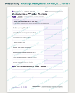 Rewolucja przemysłowa i XIX wiek, kl. 7 — 10 kart pracy PDF z kluczem — podgląd karty, strona 6