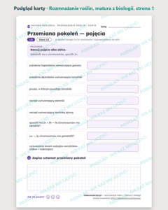 Rozmnażanie roślin — matura z biologii — 10 kart PDF z kluczem — podgląd karty, strona 1