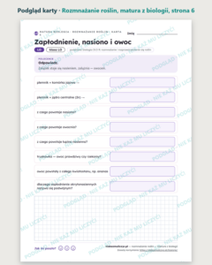 Rozmnażanie roślin — matura z biologii — 10 kart PDF z kluczem — podgląd karty, strona 6