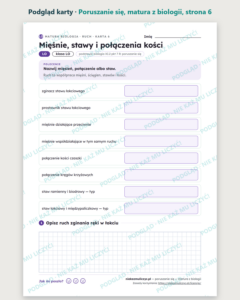 Poruszanie się — matura z biologii — 10 kart PDF z kluczem — podgląd karty, strona 6