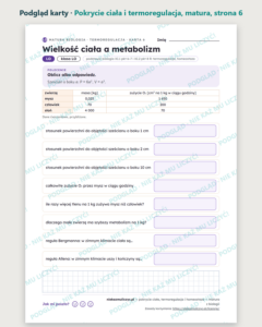 Pokrycie ciała i termoregulacja, matura z biologii — 10 kart PDF — podgląd karty, strona 6