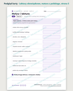 Lektury obowiązkowe, matura z polskiego — 8 kart PDF z kluczem — podgląd karty, strona 5